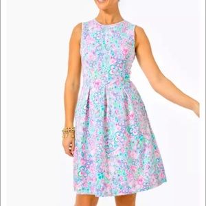 Lilly Pulitzer Kinsey Dress Sz S Love Bug Pink Blue Floral Sleeveless